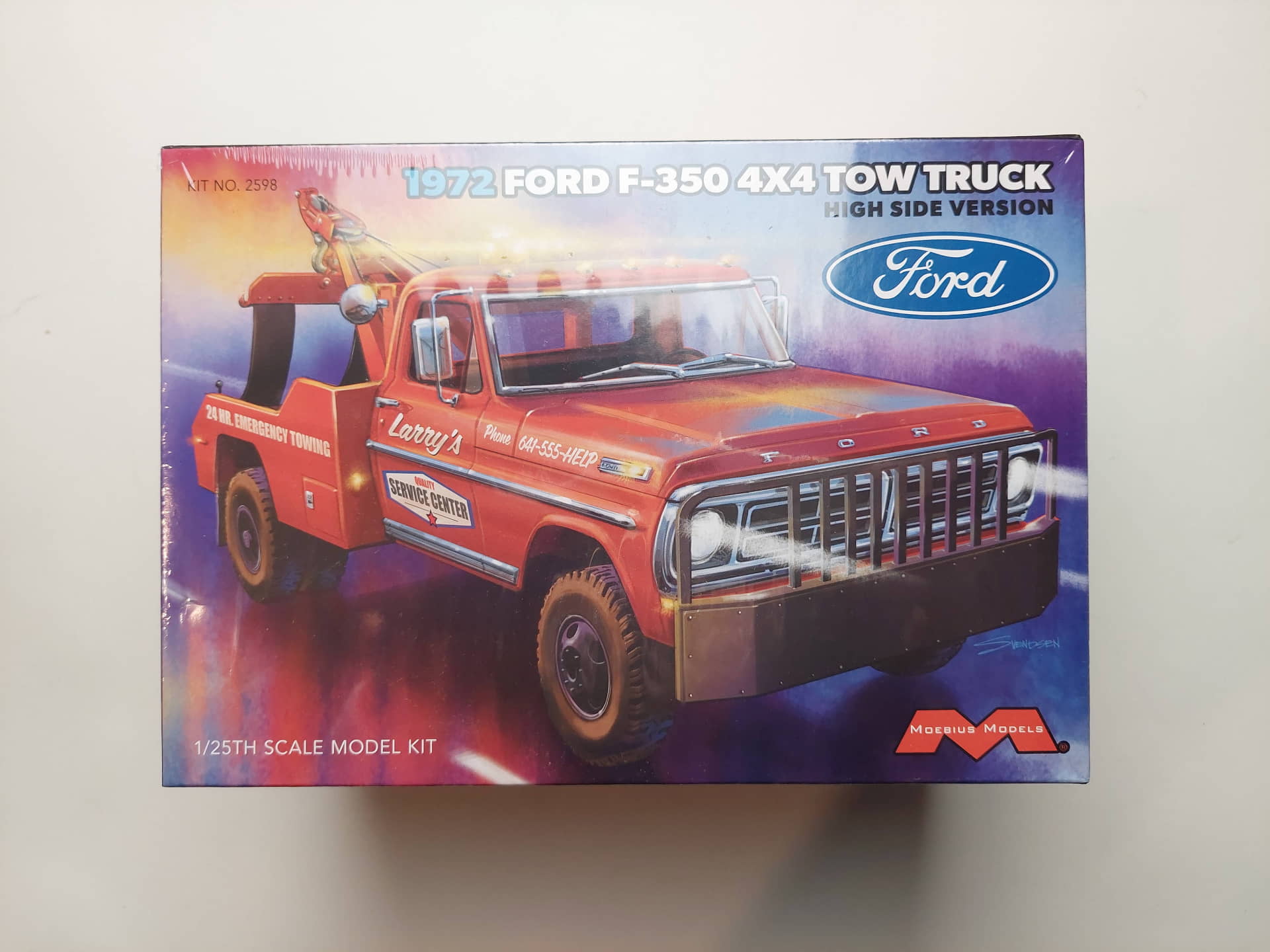 0f90ce77c3b65795207d39b1e60042d1.jpg 1/25 Ford F-350 4X4 1972 High Side Tow Truck Сборная модель Moebius Models 2598