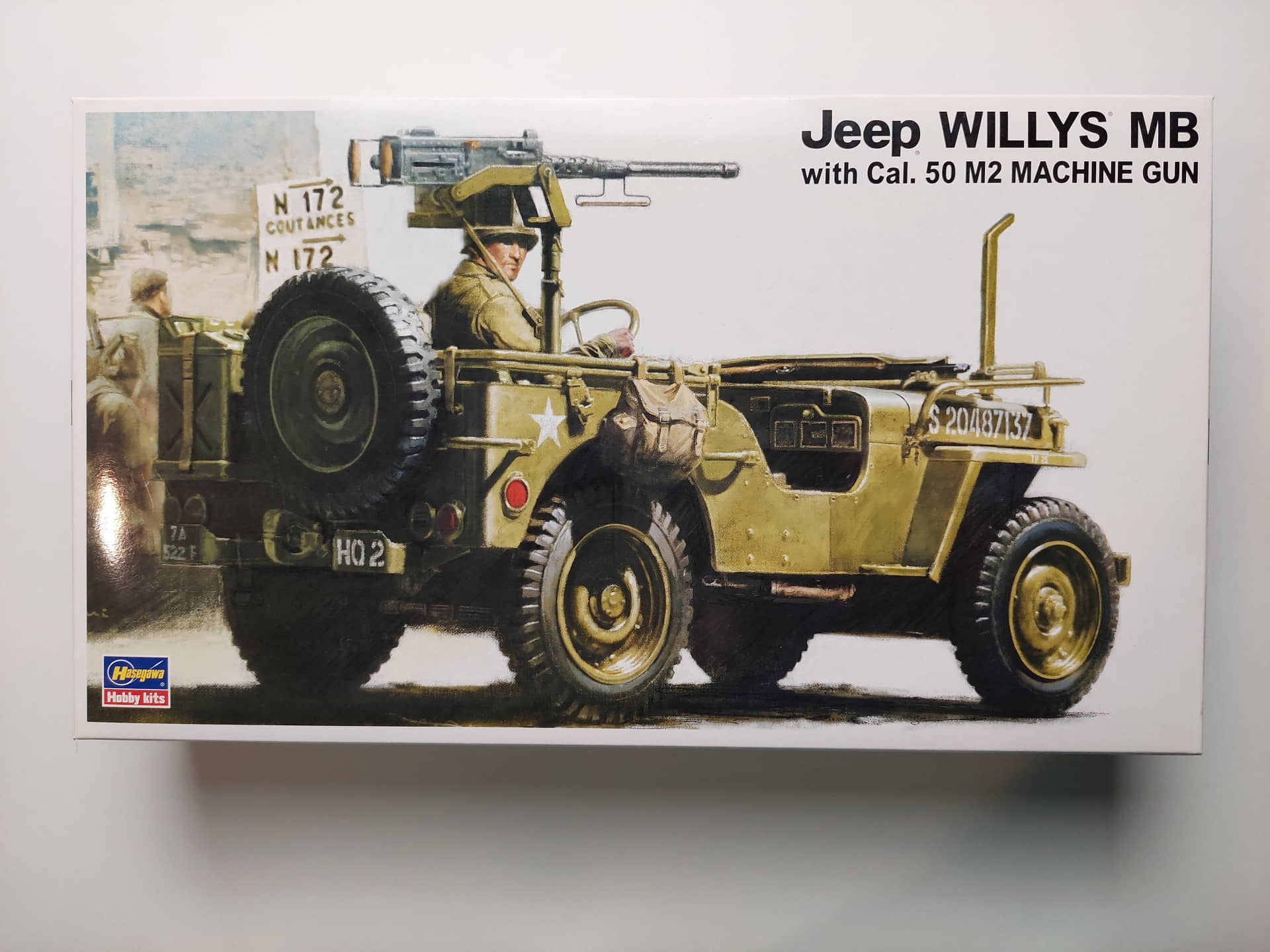 1da69af9af2993833a90c941ff59f5bc.jpg 1/24 Jeep Willys MB with Cal. 50 M2 Machine Gun Сборная модель Hasegawa 24502