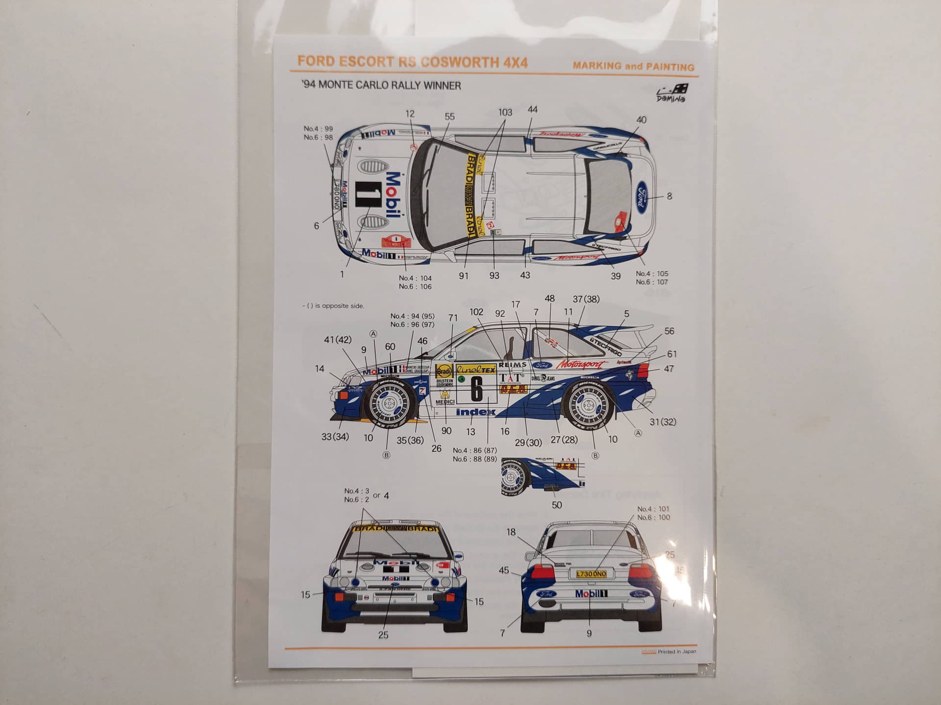 b440523462cd7c20944e770a500ab571.jpg 1/24 Декали Domino FCDDEC001 Ford Escort RS Cosworth 4X4 - Rally Mone Carlo 1994