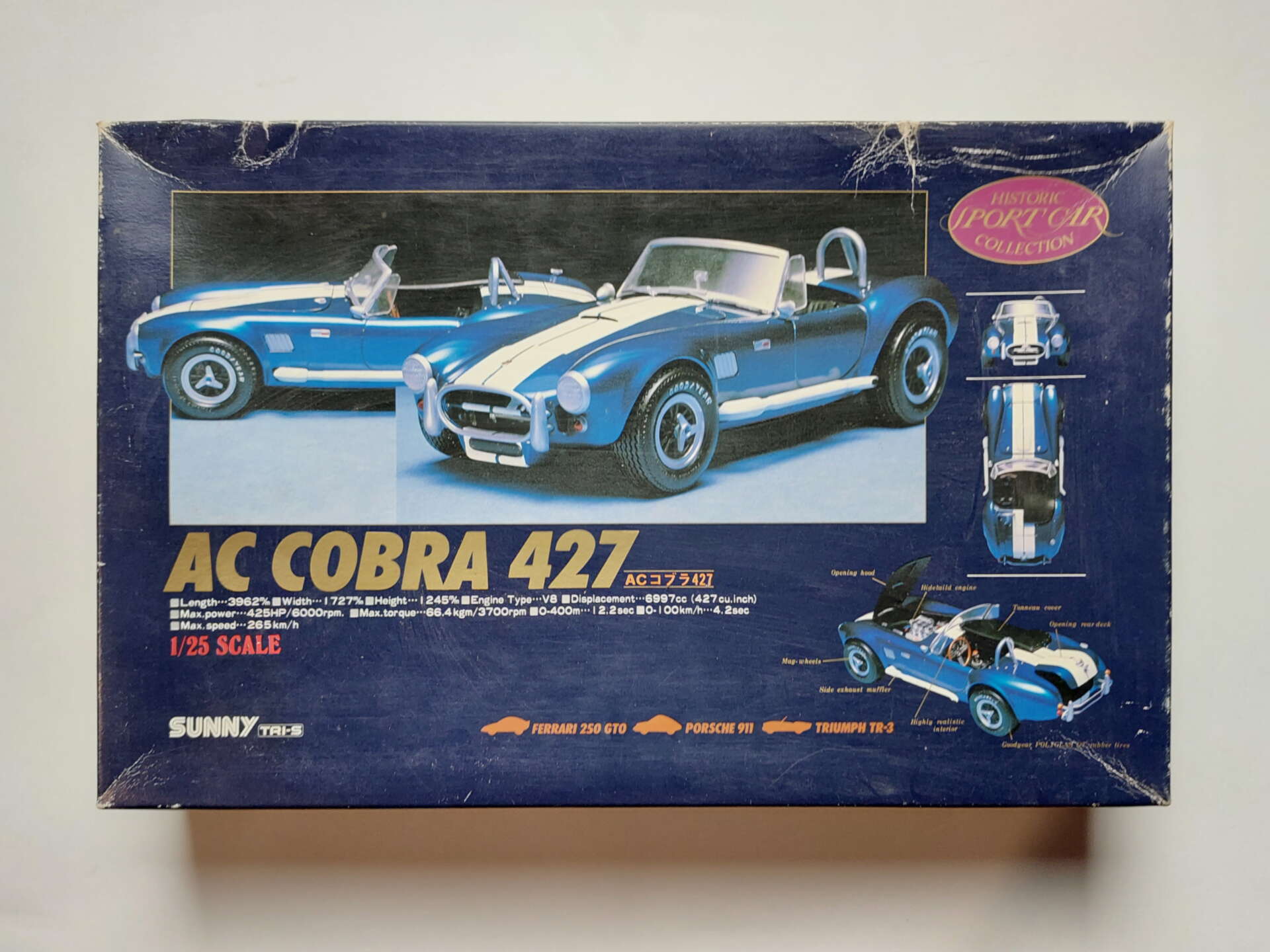 9c4d7f25e2dbf371f084a6715bde4f1a.jpg 1/25 Shelby AC Cobra 427 Historic Sport Car Collection Сборная модель Sunny Tri-S SN-1500