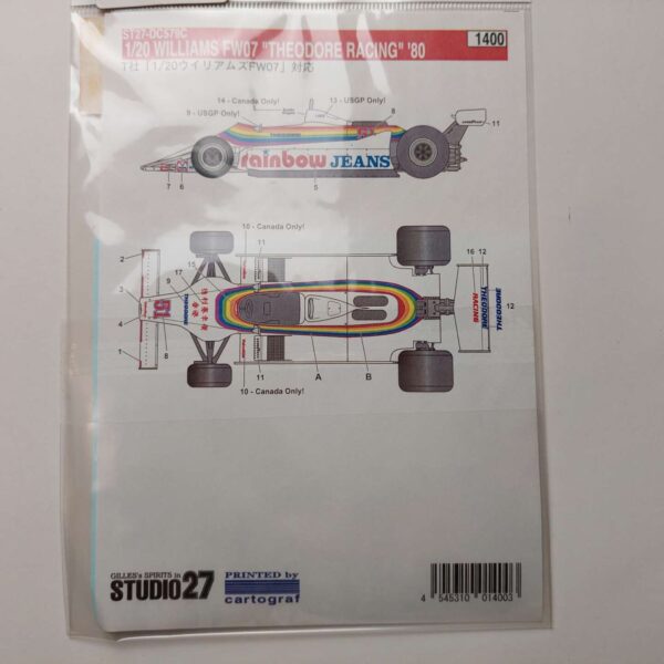 1/20 Williams FW07 '80 Theodore Racing (Tamiya) Декали Studio27 ST27-DC579C