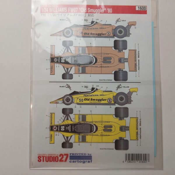 1/20 Williams FW07 '80 Old Smuggler (Tamiya) Декали Studio27 ST27-DC581C