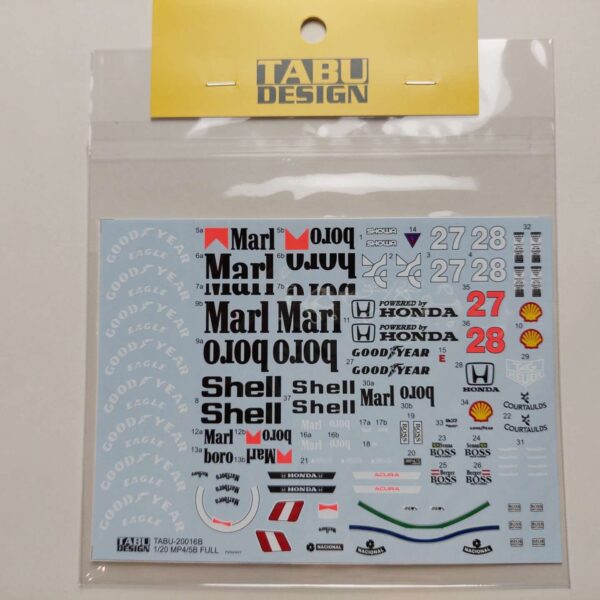 1/20 McLaren Honda MP4/5B Marlboro (Tamiya) Full Декали Tabu Design TABU-20016B