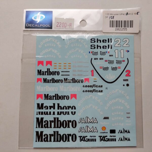 1/20 Mclaren MP4/2 #1/2 Marlboro Декали Decalpool DP198