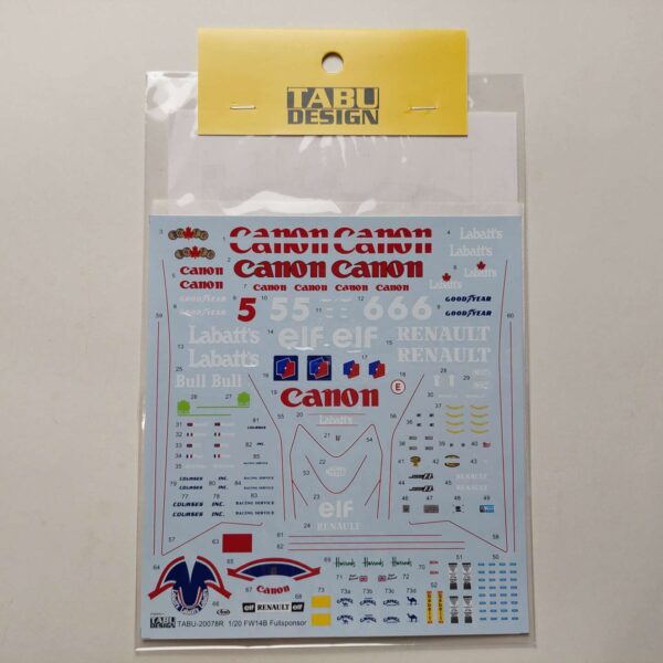 1/20 Williams FW14B Canon (Fujimi) Full Sponsor Декали TABU Design TABU-20078R