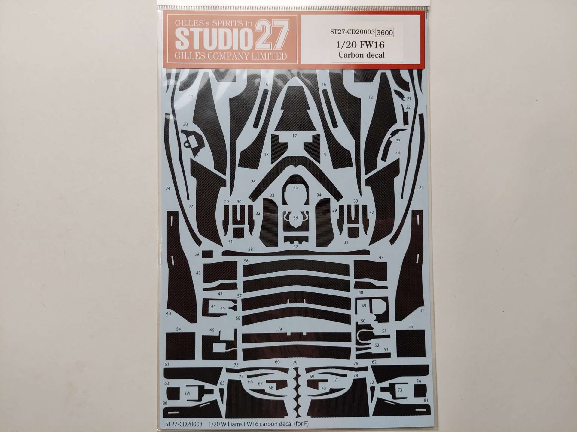 f87aff13003346bad009aa4d65a165af.jpg 1/20 Williams FW16 Carbon Decal (Fujimi) Декали Studio27 ST27-CD20003