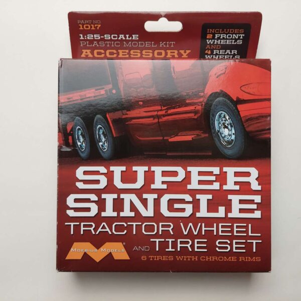 1/25 Super Single Tractor Wheel & Tire Set (6 pcs) Moebius Models 1017