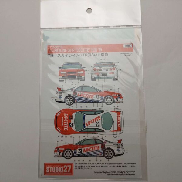 1/24 Nissan Skyline GT-R (R34) '99 1000km Suzuka Loctite Декали Studio27 ST27-DC316