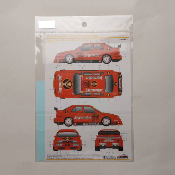 1/24 Alfa Romeo 155 V6 Ti 1994 DTM Michael Bartels #27 Jagermeister Schubel Engineering (Tamiya) Декали SK Decals SK-24213