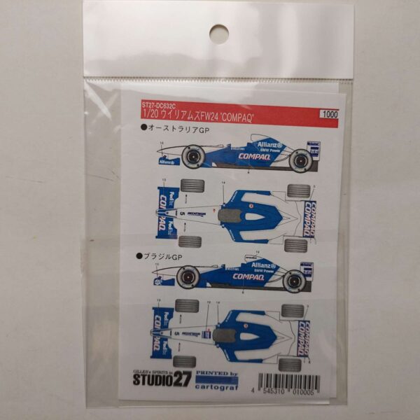1/20 Williams FW24 Compaq Декали Studio27 ST27-DC632C