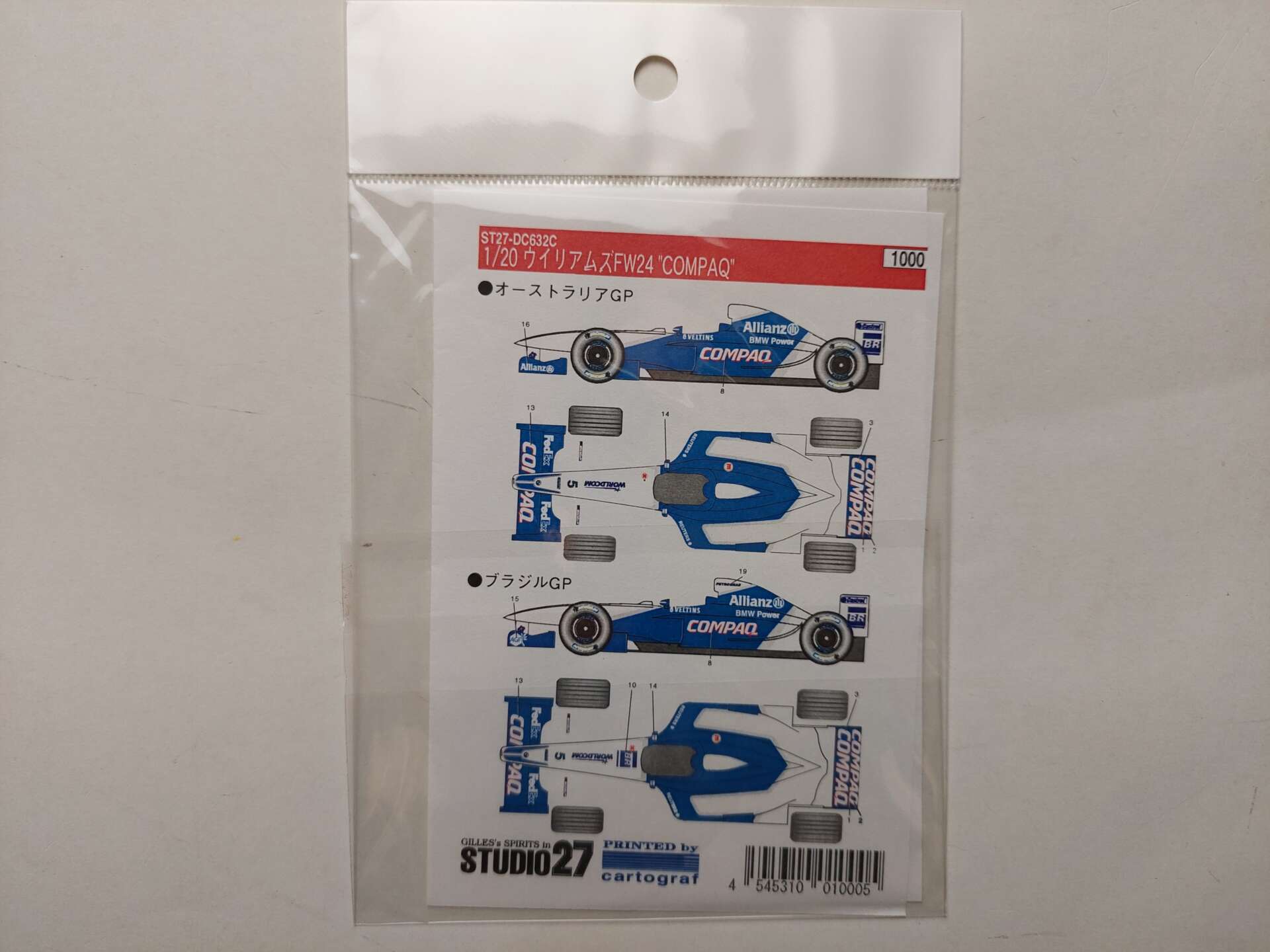 06ef2fe3528f6d870cd66247761571d5.jpg 1/20 Williams FW24 Compaq Декали Studio27 ST27-DC632C