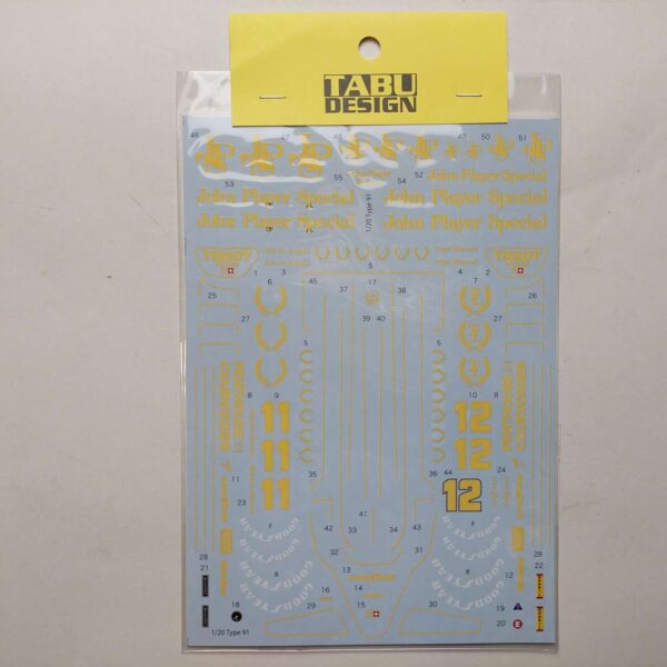 1/20 Lotus Type 91 Full Sponsor #11 John Player Special (EBBRO) Декали Tabu Design TABU-20148