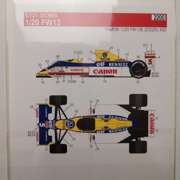1/20 Williams FW13 Canon (Tamiya 20025) Декали Studio27 ST27-DC865