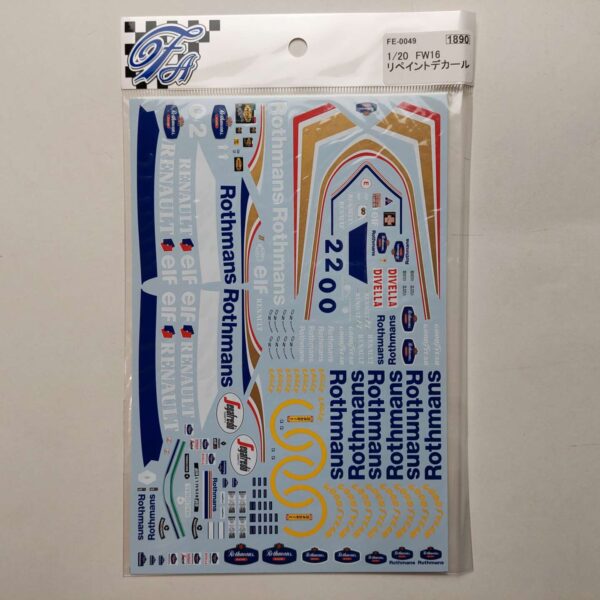 1/20 Williams FW16 Rothmans (Fujimi) Декали F'artefice FE-0049