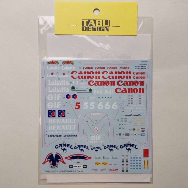 1/20 Williams FW14B Full Canon (Fujimi) Декали Tabu Design TABU-20078