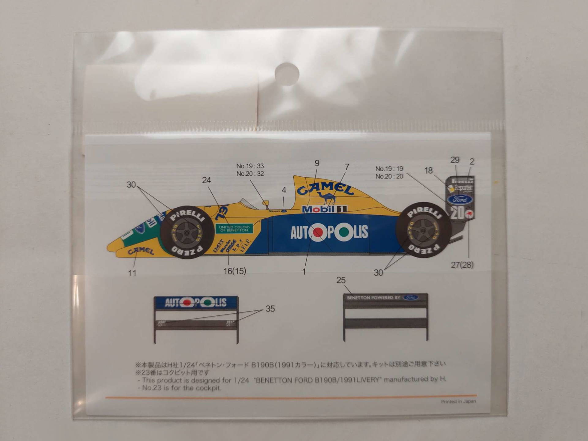 c08086ce35989c59a06a15b651a66427.jpg 1/24 Benetton B190B 1991 Autopolis, Camel (Hasegawa 23013) Декали Shunko Models SHK-D115